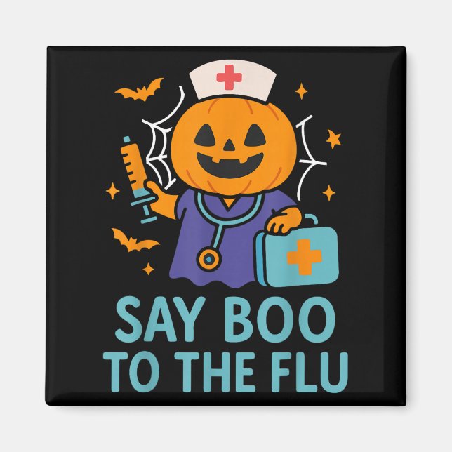 Säg Boo till influensapumpen Halloween-vaccin Magnet (Framsidan)