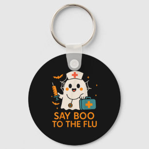 Säg Boo till influensasjuksköterskan Halloween Vac Nyckelring