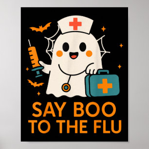Säg Boo till influensasjuksköterskan Halloween Vac Poster