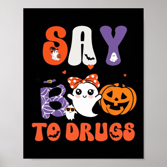 Säg Boo till Narkotikabläcken Halloween Red Red Ri Poster (Framsidan)