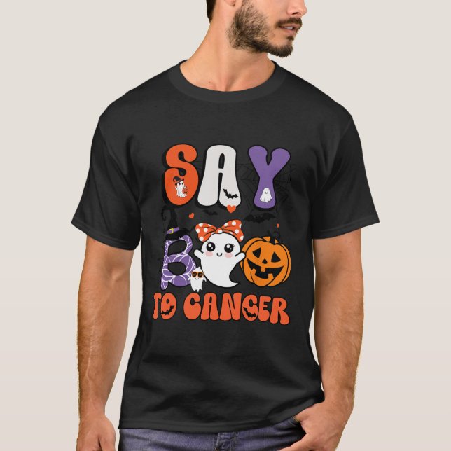 Säg Boo to Cancer Breast Cancer Awareness Ghost T Shirt (Framsida)