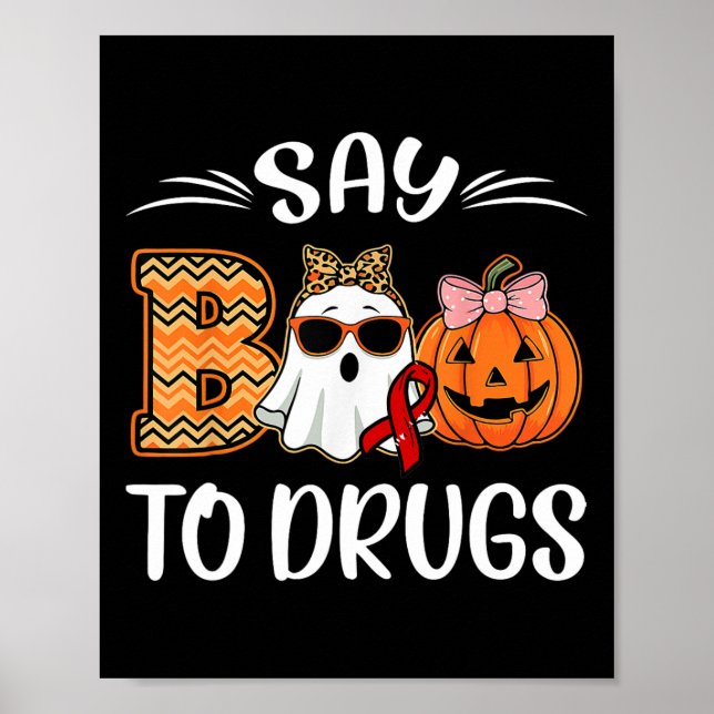 Säg Boo to Drug Red Ribbon Week Awareness Funny H Poster (Framsidan)