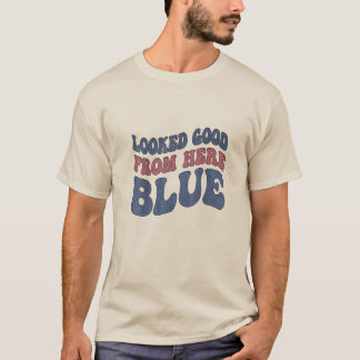 Såg bra ut härifrån Blå rolig Softboll Mamma Mor T Shirt
