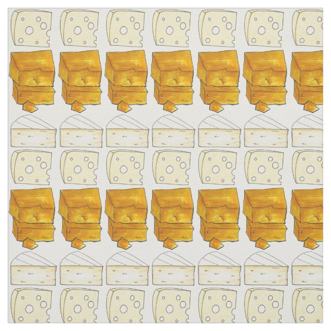 Säg Cheese Cheddar Swiss Brie Cheeses Food Print Tyg (Provkarta)