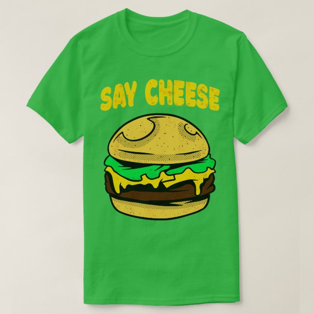 Säg Cheese Funny Burger Cheeseburger Retro Food T Shirt (Design framsida)