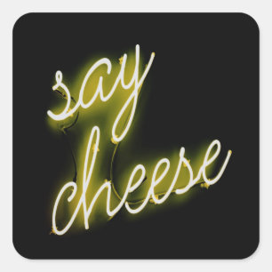 Säg Cheese Neon Ljus Fyrkantigt Klistermärke