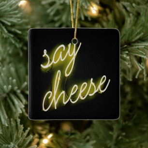 Säg Cheese Neon Ljus Julgransprydnad Keramik
