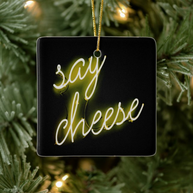 Säg Cheese Neon Ljus Julgransprydnad Keramik (Träd)