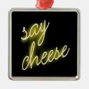 Säg Cheese Neon Ljus Julgransprydnad Metall