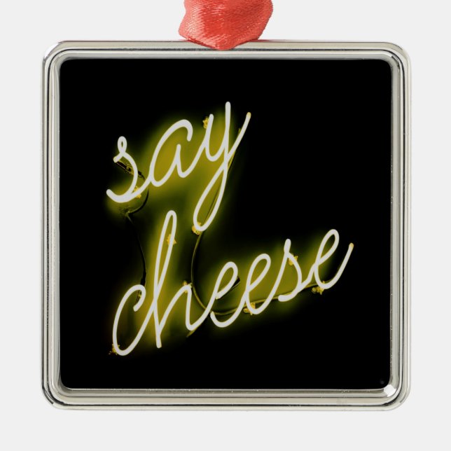 Säg Cheese Neon Ljus Julgransprydnad Metall (Framsidan)