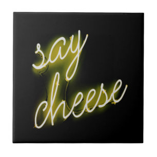 Säg Cheese Neon Ljus Kakelplatta