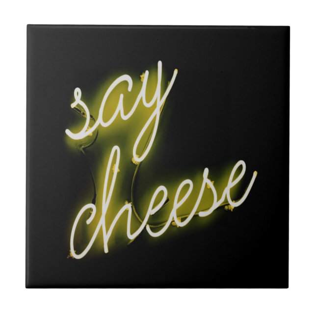 Säg Cheese Neon Ljus Kakelplatta (Framsidan)