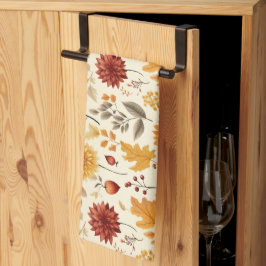 Säg det med höst löv - kökshandduk