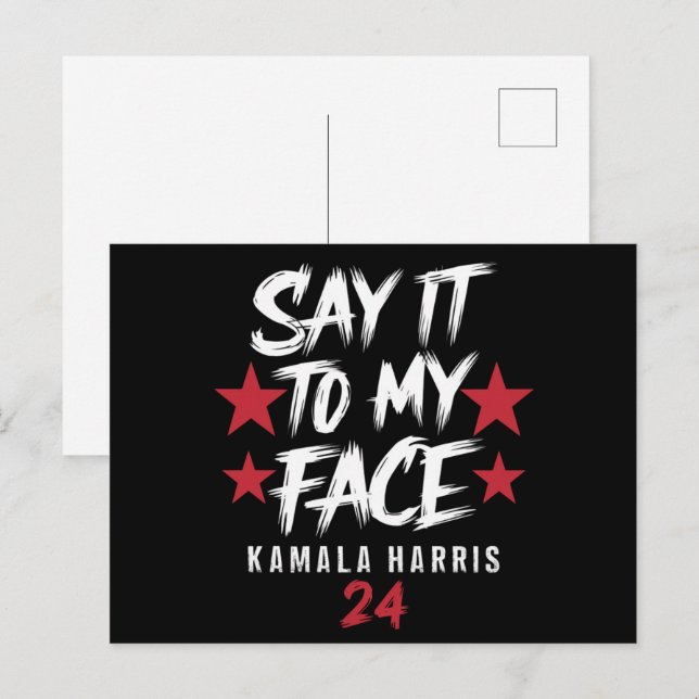 Säg det till min Ansikte Kamala Harris Vykort (Fram/baksida)