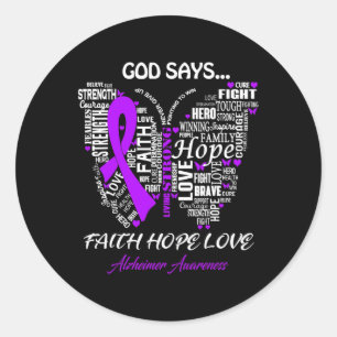 Säg Faith Hope Kärlek Alzheimerheimer Awareness Gi Runt Klistermärke