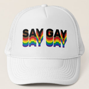 Säg Gay rainbow lgbtq gay pride flagga typografi Keps