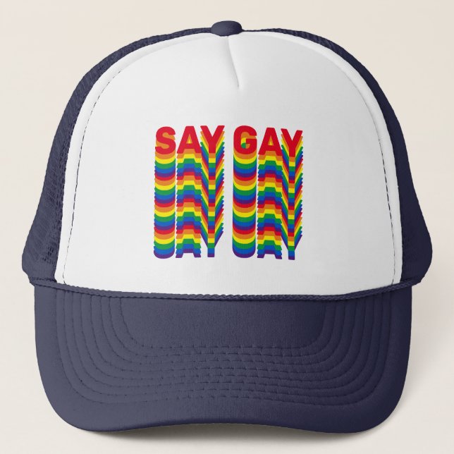 Säg Gay rainbow lgbtq pride flagga retro mönster Keps (Framsida)