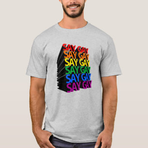 Säg Gay Regnbåge 3D T Shirt