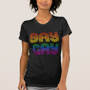 Säg Gay Retro Rainbow T Shirt