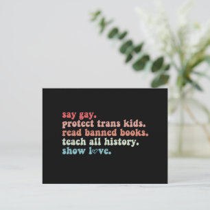 Säg Gay Skydda Transbarn Läs Bannlysta Böcker HBTQ Vykort