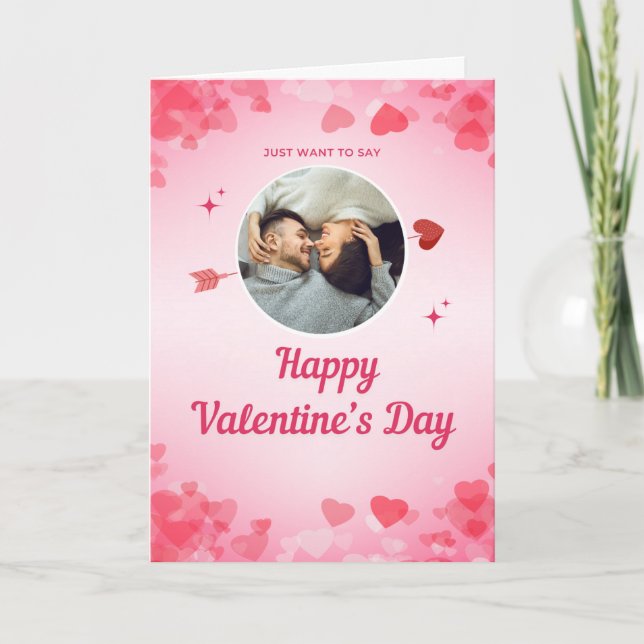 Säg Glad Alla Hjärtans Dag Rosa Fällbar Kort (Framsida)