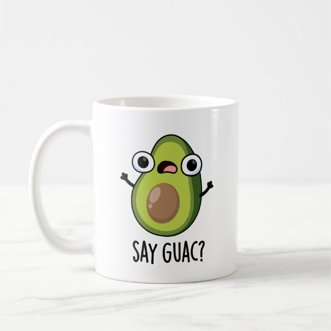 Säg Guac Funny Avocado Pun Kaffemugg (Vänster)