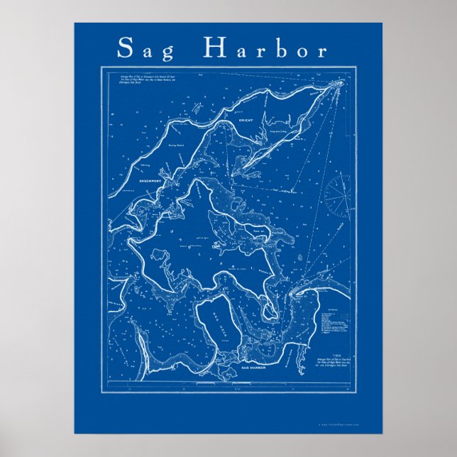 Sag Harbour, New York Nautical Chart Poster (Framsidan)