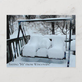 Säg hej från Wisconsin Snowy Day Vykort