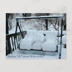 Säg hej från Wisconsin Snowy Day Vykort