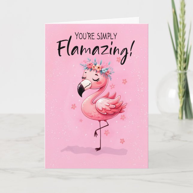 Säg hej med Whimsical Flamingo Fabulous och Roligt Kort (Framsida)
