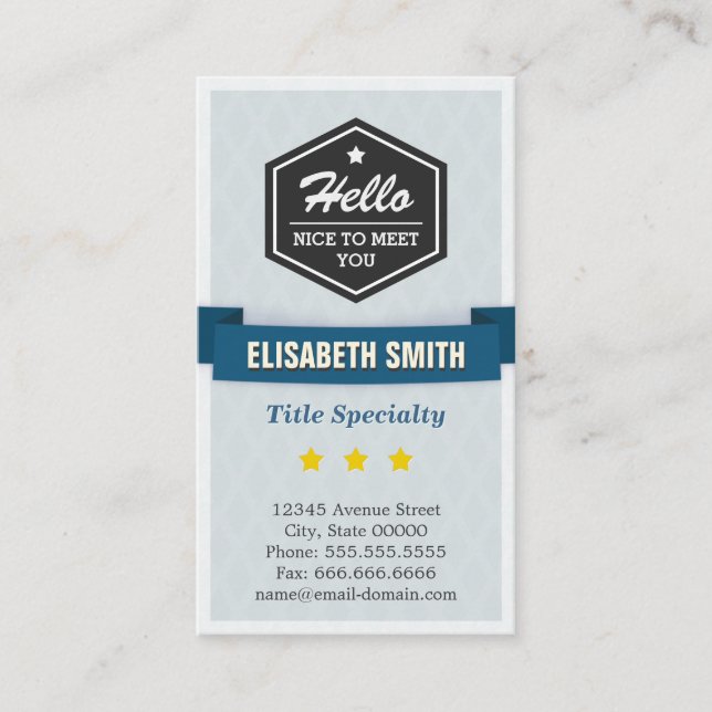 Säg Hej och Nice till Retro Stil Visitkort (Framsida)