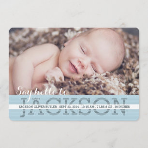 Säg Hej Pojke Photo Birth Notice Meddelande