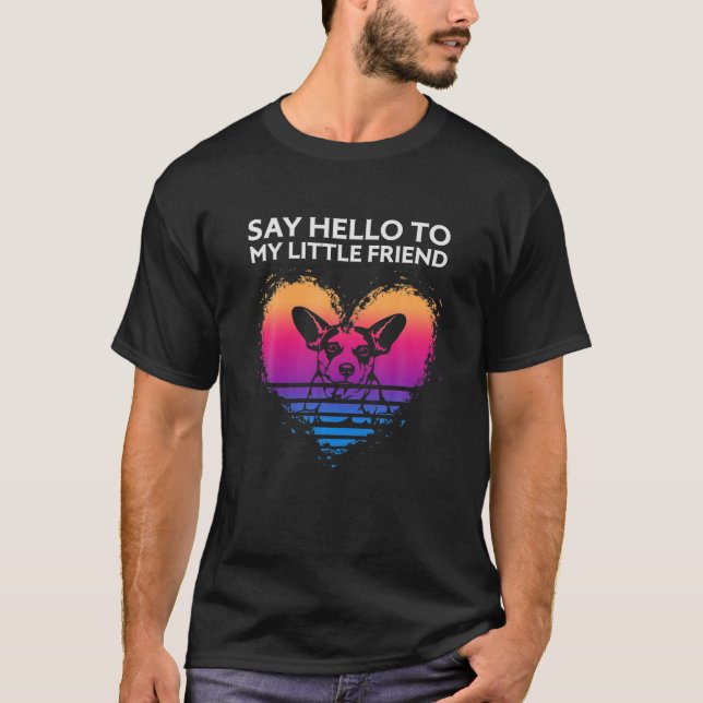 Säg Hej till min vän Råtta Terrier T Shirt (Framsida)