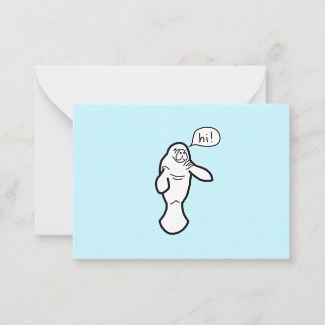 Säg Hi Manatee Note Card Anteckningskort (Framsida)