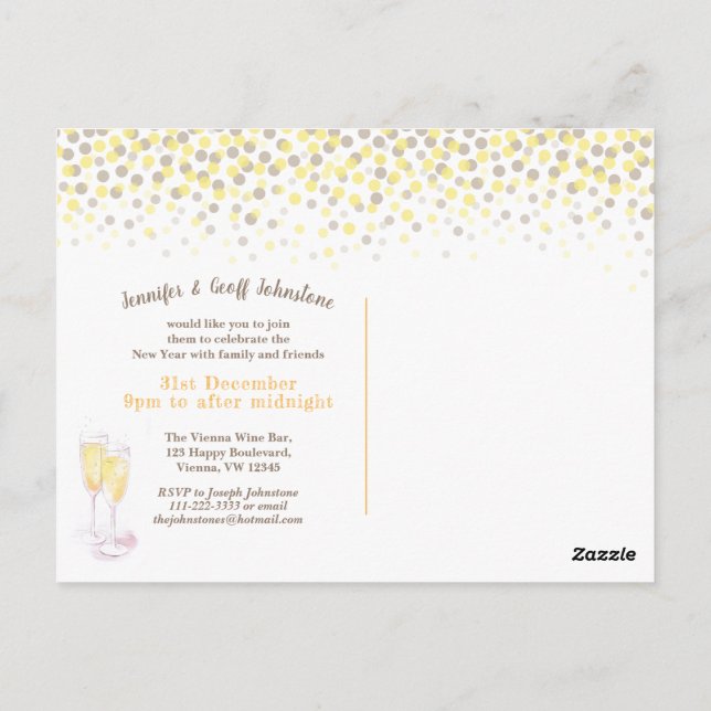 Säg inbjudningar till nyårsaftonen party vykort (Baksida)