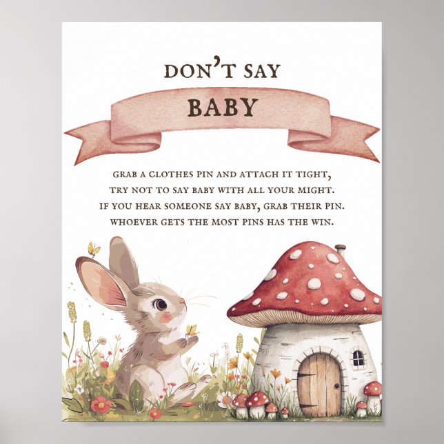 Säg inte att Baby Bunny Baby Shower Poster (Framsidan)