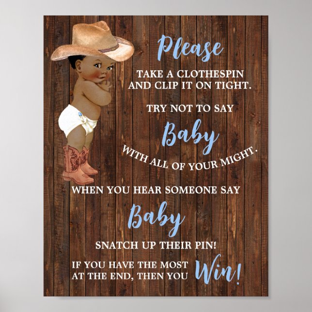 Säg inte att Baby Clothespin AA Cowboy Shower-spel Poster (Framsidan)
