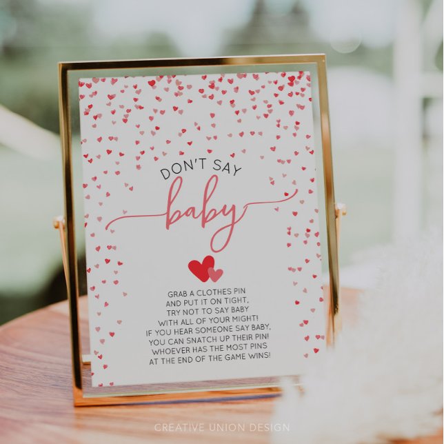 Säg inte att Baby Game Baby Shower signerar digita Poster (little sweetheart baby shower)
