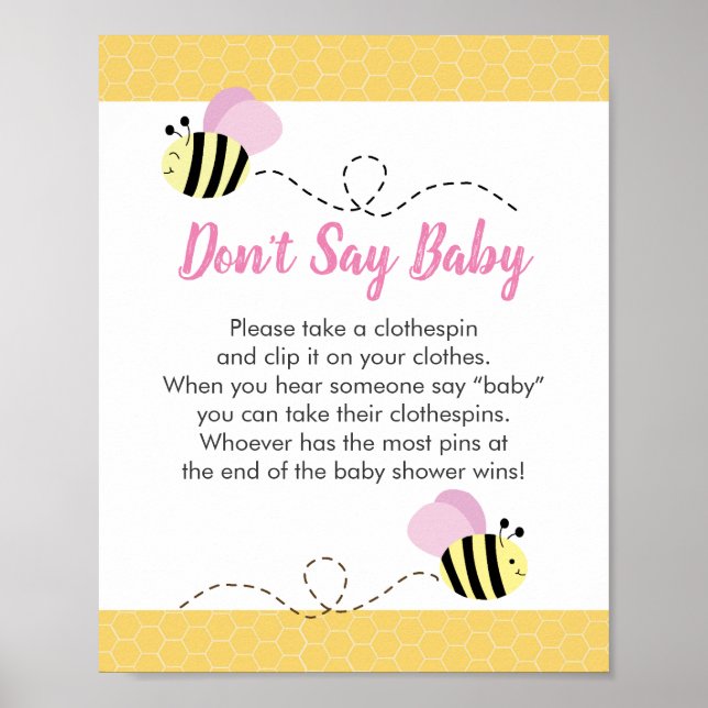 Säg inte att Baby Humla Baby Shower Game Poster (Framsidan)