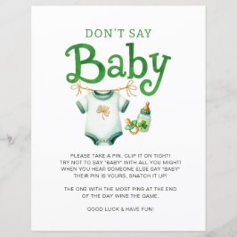 Säg inte att Baby Irish Baby Shower-spelskylt