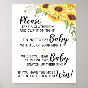 Säg inte att baby-lejbabyduschen solblommor är sky poster