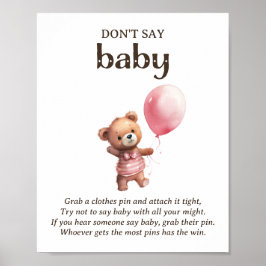 Säg inte att Baby Nalle Baby Shower-spel Poster