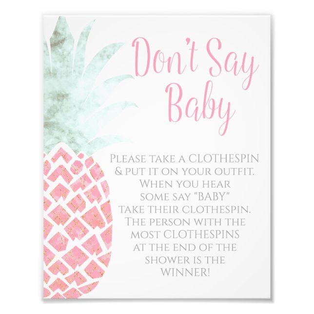 Säg inte att Baby Pineapple Tropical Baby Shower-s Fototryck (Framsidan)