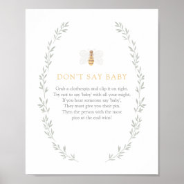 Säg inte att Baby signerar Bee Baby Shower Poster