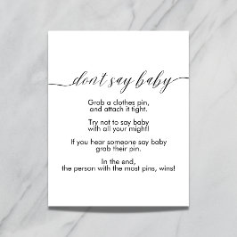 Säg inte att baby skriver under modern minimalisti poster