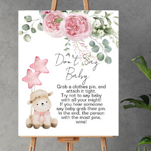 Säg inte att baby spelar sött, lilla lamm rosa ros poster