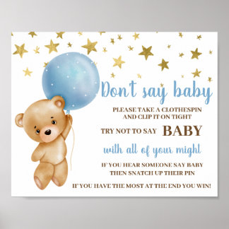 Säg inte att babyskor Poster Blue Bear Boy