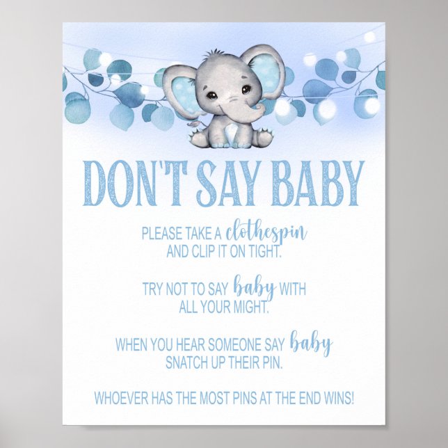 Säg inte att babyskor signerar spel Elephant Blue Poster (Framsidan)