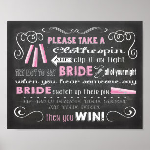 Säg inte att Bride chalkboard clothespin poster