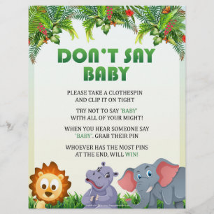 Säg inte baby - Baby Shower Lek [Djurtema] Brevhuvud